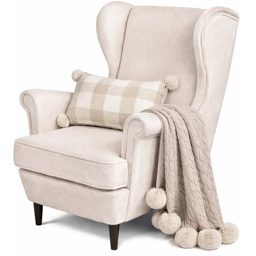 Beżowy tapicerowany fotel wypoczynkowy Z5-R84 ze sklepu Edinos.pl w kategorii Fotele - zdjęcie 189278288