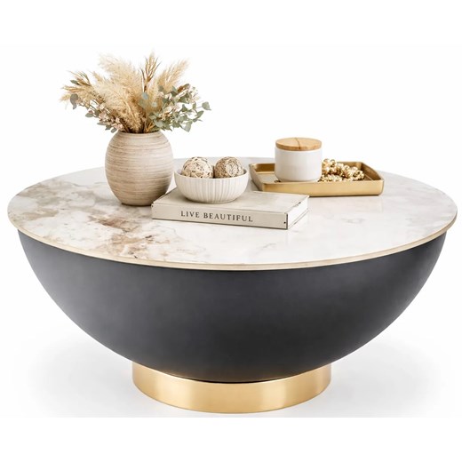 Marmurowy biały stolik kawowy S0-W95 ze sklepu Edinos.pl w kategorii Stoliki kawowe - zdjęcie 189310289