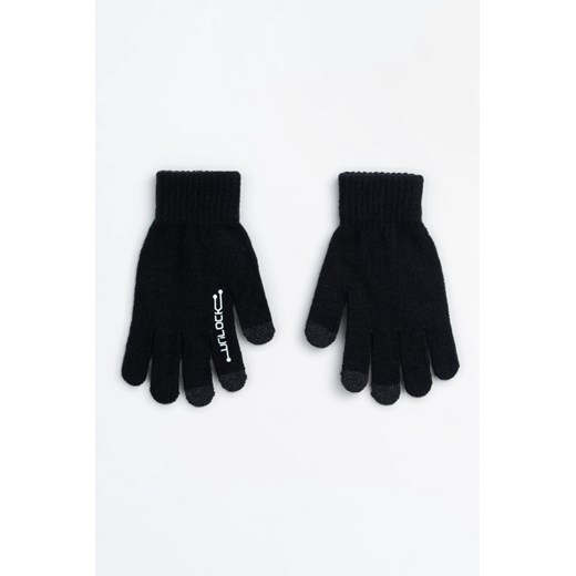 Czarne rękawiczki z białym nadrukiem z przodu, Rozmiar -  r1, Kolor - Czarny ze sklepu REPORTER w kategorii Rękawiczki dziecięce - zdjęcie 189316488