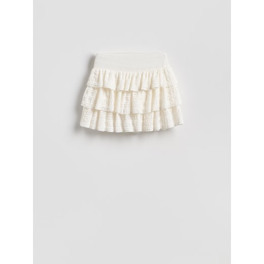 Reserved - Spódnica mini z falbanami - biały ze sklepu Reserved w kategorii Spódnice - zdjęcie 189317269