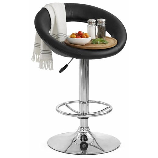 Hoker Kuchenny Czarny Nowoczesny Z Oparciem F5-L04 ze sklepu Edinos.pl w kategorii Hokery - zdjęcie 189317758