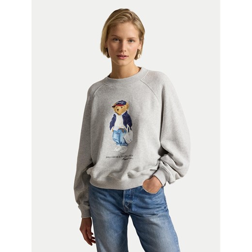 Polo Ralph Lauren Bluza 211A96185001 Szary Relaxed Fit ze sklepu MODIVO w kategorii Bluzy damskie - zdjęcie 189318419