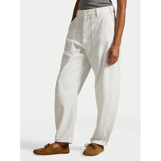Polo Ralph Lauren Spodnie materiałowe 211A93147001 Biały Relaxed Fit ze sklepu MODIVO w kategorii Spodnie damskie - zdjęcie 189318485
