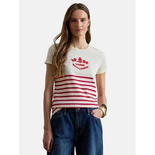 LAUREN RALPH LAUREN T-Shirt 200B21056002 Écru Relaxed Fit ze sklepu MODIVO w kategorii Bluzki damskie - zdjęcie 189318596