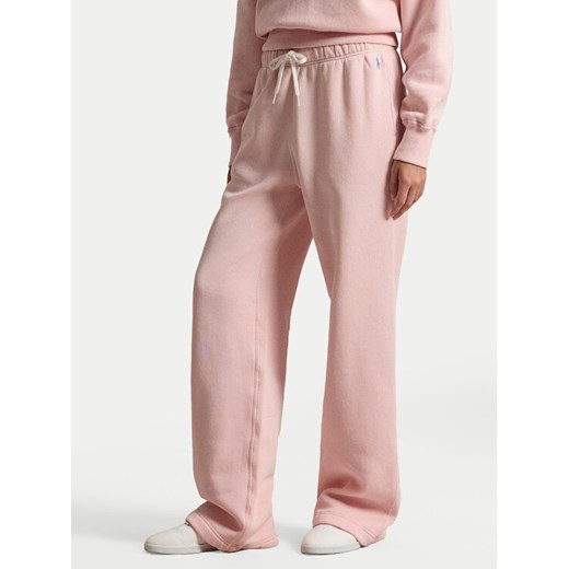 Polo Ralph Lauren Spodnie dresowe 211977959504 Różowy Wide Leg ze sklepu MODIVO w kategorii Spodnie damskie - zdjęcie 189318647