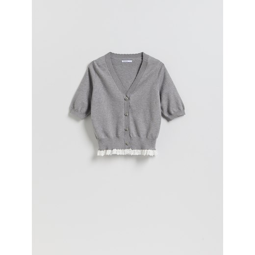Reserved - Kardigan z ozdobnymi guzikami - szary ze sklepu Reserved w kategorii Swetry damskie - zdjęcie 189324627
