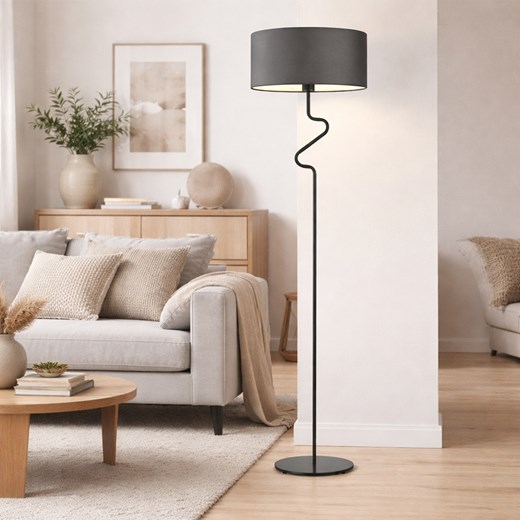 Nowoczesna lampa stojąca w stylu skandynawskim MORONI z grafitowym abażurem ze sklepu Lysne w kategorii Lampy podłogowe - zdjęcie 189342617