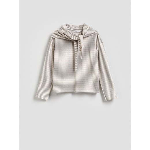 Reserved - Bluzka z chustką - beżowy ze sklepu Reserved w kategorii Bluzki damskie - zdjęcie 189348415