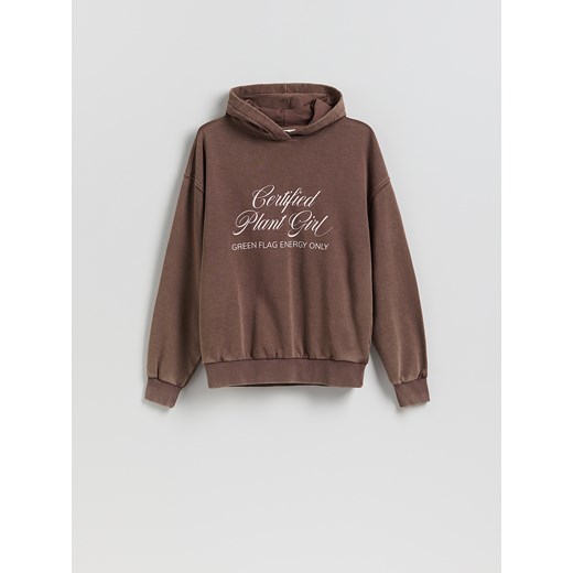 Reserved - Bluza z nadrukiem - ciemnobrązowy ze sklepu Reserved w kategorii Bluzy damskie - zdjęcie 189348686