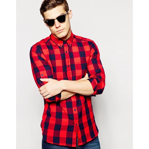 Pull&Bear Large Gingham Check Shirt Red - Red