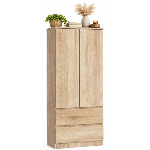 Szafa z 2 szufladami i drążkiem dąb sonoma W9-P03 ze sklepu Edinos.pl w kategorii Szafy - zdjęcie 189364985