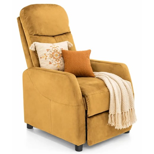 Musztardowy rozkładany fotel wypoczynkowy R3-R55 ze sklepu Edinos.pl w kategorii Fotele - zdjęcie 189365895