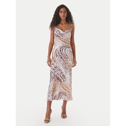 Guess Sukienka koktajlowa W6GK94 W2266 Beżowy Regular Fit ze sklepu MODIVO w kategorii Sukienki - zdjęcie 189368907
