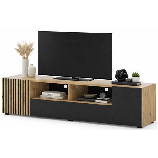 Szafka rtv z lamelowym frontem 200 cm H1-K51 ze sklepu Edinos.pl w kategorii Szafki RTV - zdjęcie 189370606