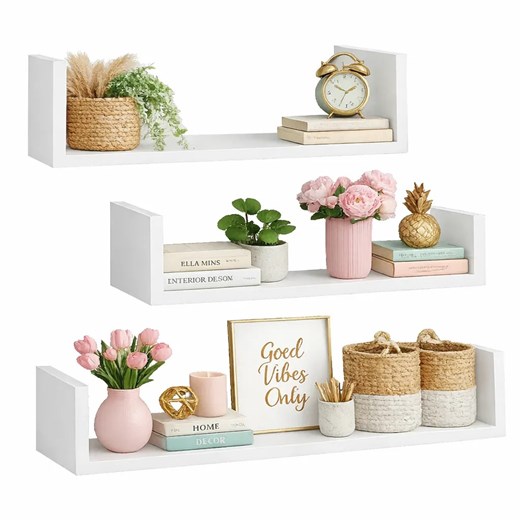 Komplet 3 Białych Półek Ściennych H7-P75 ze sklepu Edinos.pl w kategorii Półki - zdjęcie 189370608