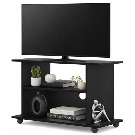 Czarna Szafka Rtv Na Kółkach F7-T53 ze sklepu Edinos.pl w kategorii Szafki RTV - zdjęcie 189370616