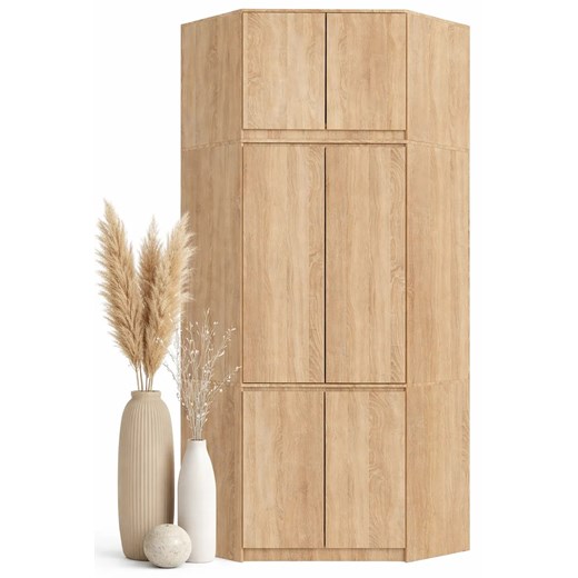 Narożna szafa w stylu skandynawskim z nadstawką G8-S17 ze sklepu Edinos.pl w kategorii Szafy - zdjęcie 189370625