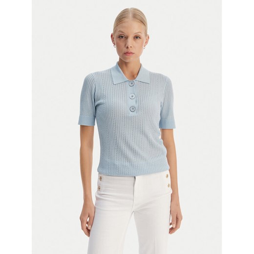 Liu Jo Polo WA6285 MS46J Błękitny Slim Fit ze sklepu MODIVO w kategorii Bluzki damskie - zdjęcie 189370706