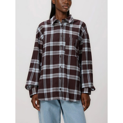 Reserved - Koszula w kratę - ciemnobrązowy ze sklepu Reserved w kategorii Bluzki damskie - zdjęcie 189383388