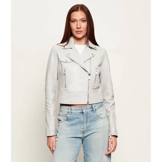 Pinko Skórzana kurtka NEW SENSIBILE | Cropped Fit ze sklepu Gomez Fashion Store w kategorii Kurtki damskie - zdjęcie 189387196