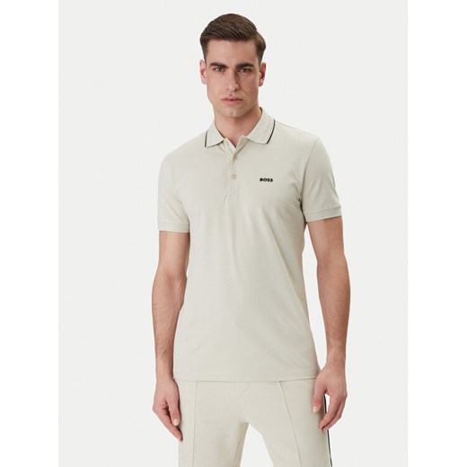 BOSS Polo Birdie Paule 50559365 Beżowy Slim Fit ze sklepu MODIVO w kategorii T-shirty męskie - zdjęcie 189387427