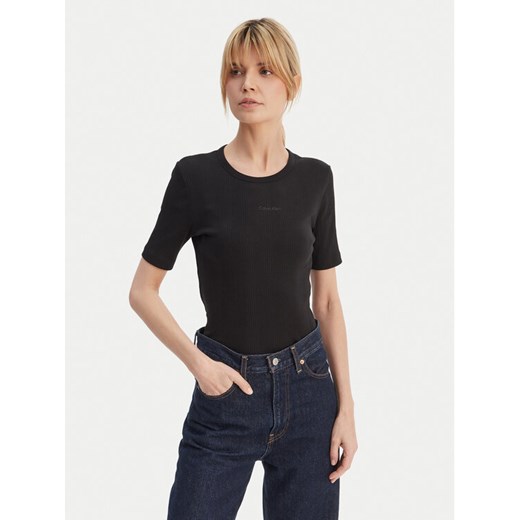 Calvin Klein T-Shirt Varigated LV044F211G Czarny Slim Fit ze sklepu MODIVO w kategorii Bluzki damskie - zdjęcie 189387456