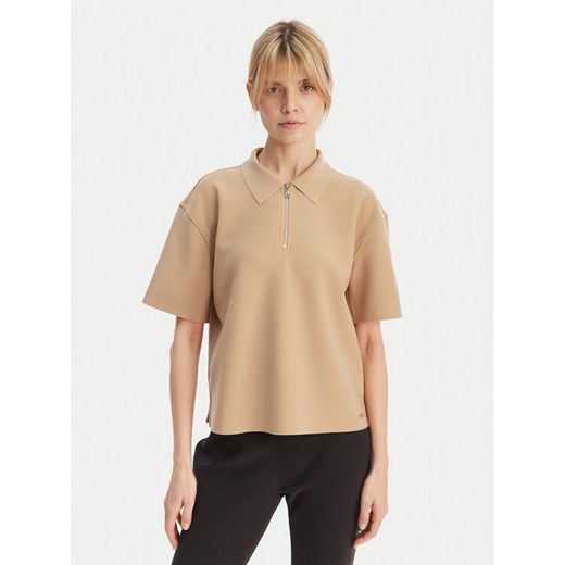 Calvin Klein Polo LV044E241G Beżowy Relaxed Fit ze sklepu MODIVO w kategorii Bluzki damskie - zdjęcie 189387576