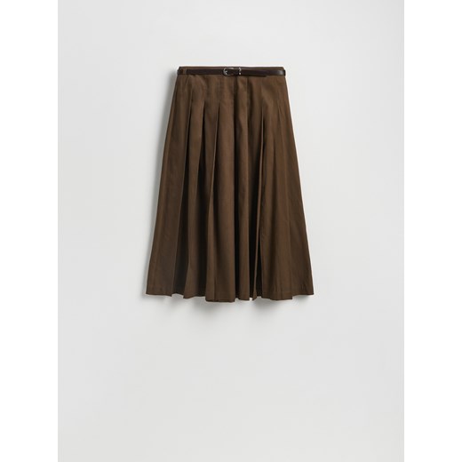 Reserved - Spódnica midi z paskiem - ciemnobrązowy ze sklepu Reserved w kategorii Spódnice - zdjęcie 189398085