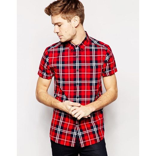 ASOS Check Shirt In Short Sleeve - Red