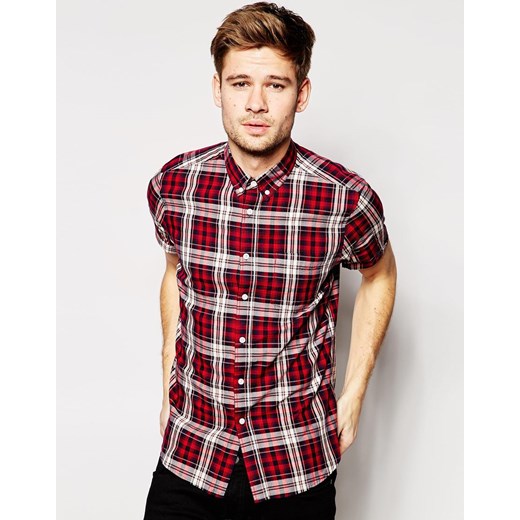 ASOS Shirt In Short Sleeve With Tartan Check - Red