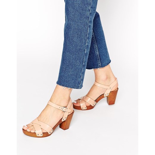 ASOS HALL Leather Heeled Sandals - Pink