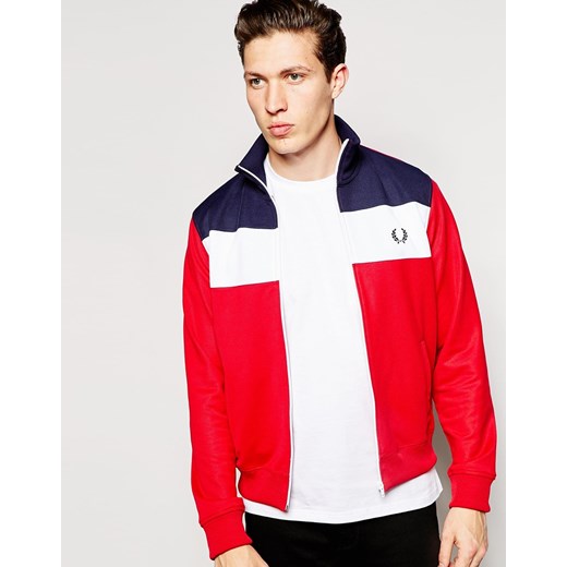 Fred Perry Track Jacket with Colour Block - Blood