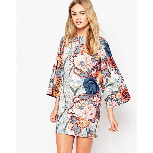 ASOS T-Shirt Dress with Kimono Sleeves in Floral Print - Print