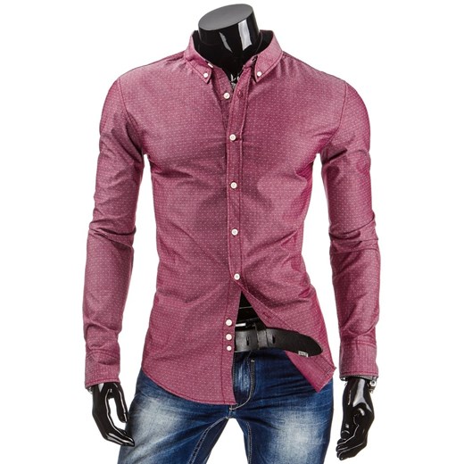 Koszula z długim rękawem (dx0748) - Czerwony dstreet fioletowy bawełna