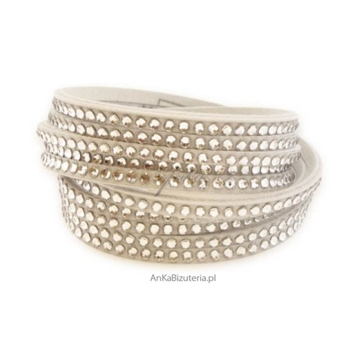 Biżuteria Swarovski: Piękna bransoletka z kryształami Swarovski -biała ankabizuteria-pl bezowy glamour