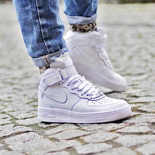 Nike WMNS Air Force 1 Mid '07 LE "All White" (366731-100) thebestsneakers-pl szary 