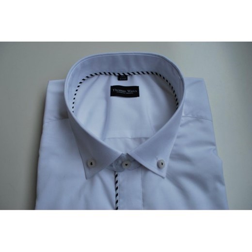 Koszula w kolorze białym z biało-czarną lamówką thomas-waxx niebieski 