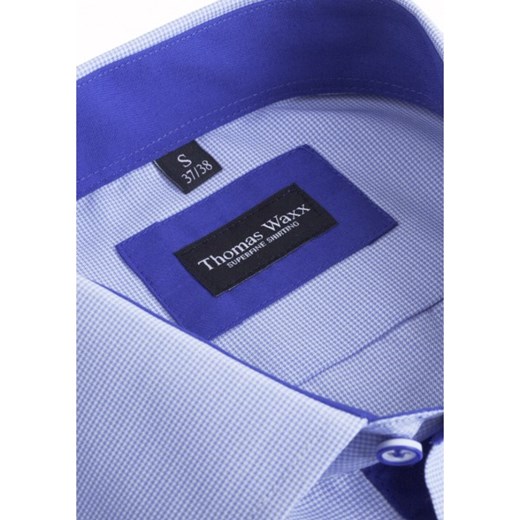 Koszula w kolorze jasno niebieskim z granatową koordynacją thomas-waxx fioletowy długie