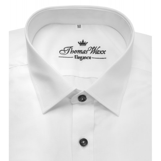 Biała klasyczna koszula z czarnymi guzikami thomas-waxx szary długie