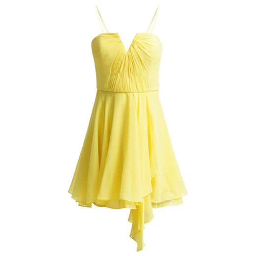 New Look Sukienka koktajlowa yellow zalando zolty bez wzorów/nadruków