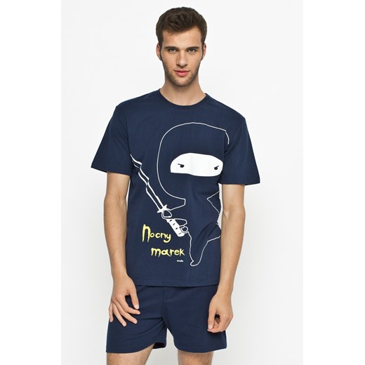 Endo - T-shirt piżamowy answear-com granatowy nadruk