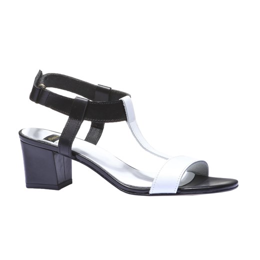 Skórzane sandały z paskiem w kształcie litery T bata-pl bialy elegancki