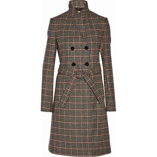 Double-breasted checked wool coat net-a-porter szary 