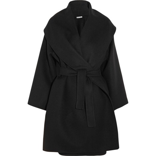 Belted double-faced cashmere coat net-a-porter czarny 