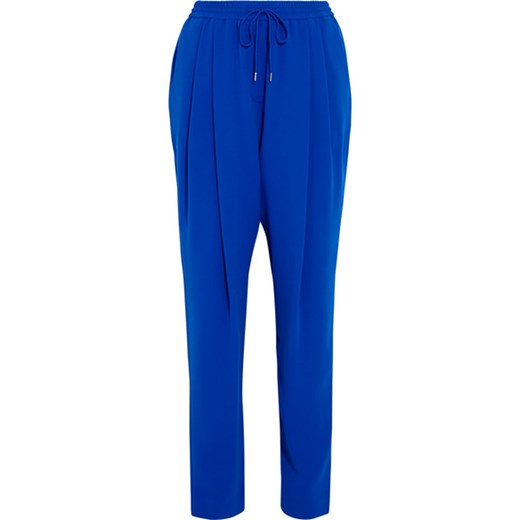 Pleated crepe tapered pants net-a-porter niebieski 