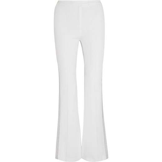 Embroidered satin-crepe flared pants net-a-porter szary haft