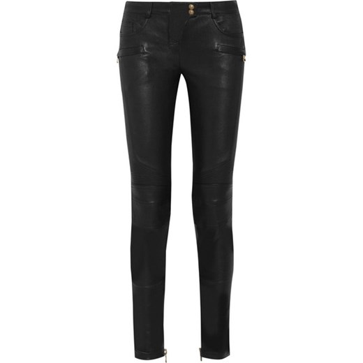 Stretch-leather skinny pants net-a-porter czarny Spodnie skinny damskie