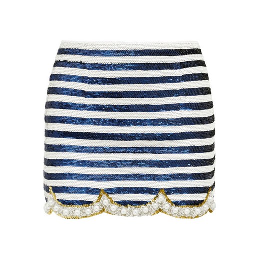 Embellished silk-georgette mini skirt net-a-porter niebieski lato