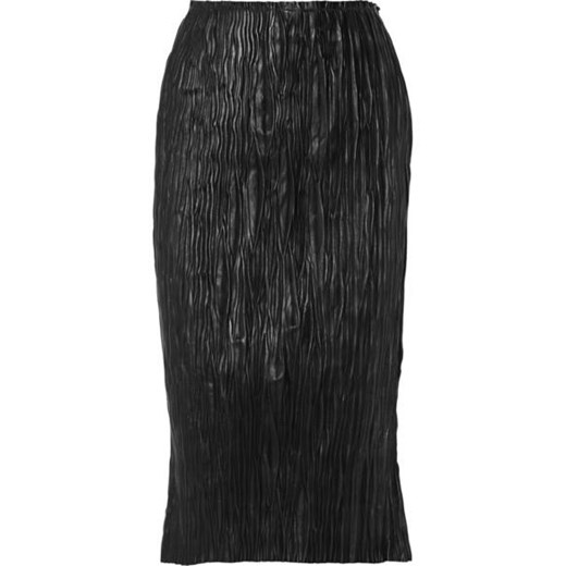 Plissé leather skirt net-a-porter czarny Spódnice skórzane