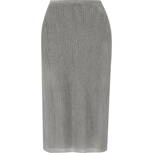 Collection metallic ribbed jersey skirt net-a-porter szary jersey